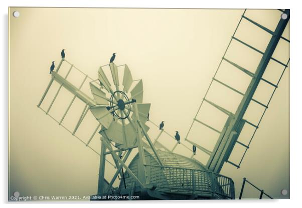 A misty morning at St Benet's mill Norfolk  Acrylic by Chris Warren