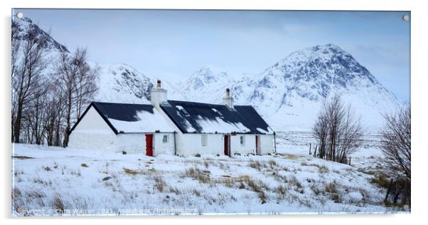 Black Rock Cottage Glencoe Scotland in winter snow Acrylic by Chris Warren