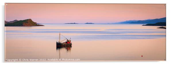 Lone boat moored at Loch Melfort Scotland Acrylic by Chris Warren