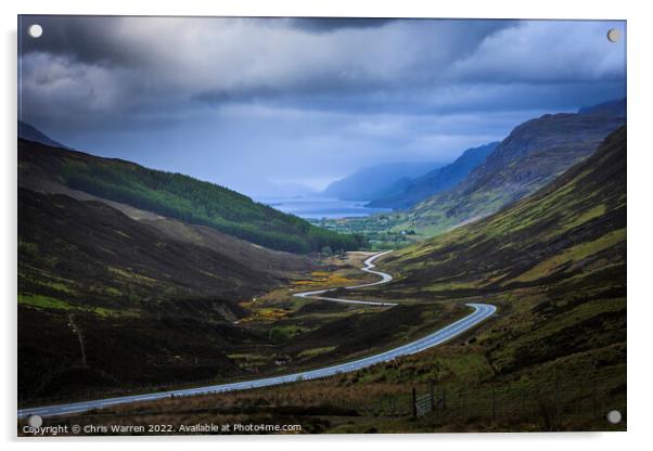 Road to Glen Docherty Loch Maree Scotland Acrylic by Chris Warren