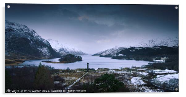 Glenfinnan Monument Loch Shiel Scotland in winter Acrylic by Chris Warren
