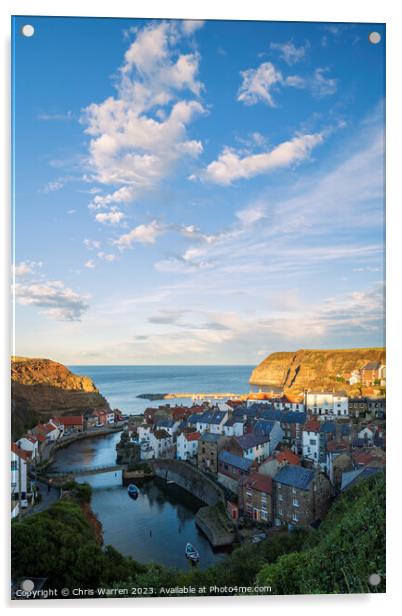 Staithes Harbour North Yorkshire evening light Acrylic by Chris Warren