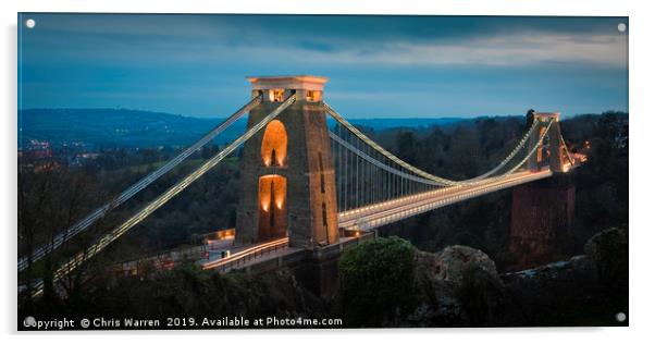 Clifton Suspension Bridge Bristol twilight Acrylic by Chris Warren