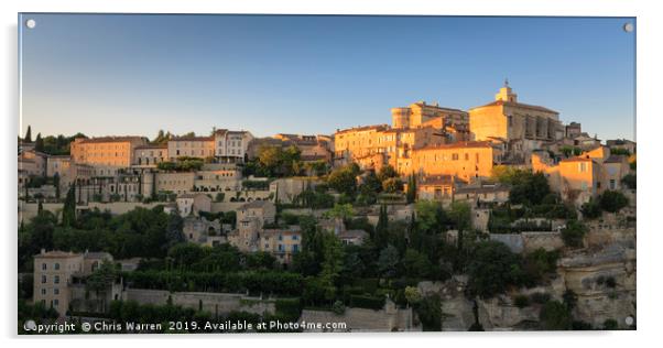 Gordes France in the evening light Acrylic by Chris Warren