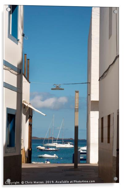 Boats in the harbour Corralejo Fuerteventura Acrylic by Chris Warren