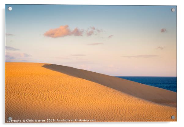 Sand dune in the evening light Corralejo  Acrylic by Chris Warren