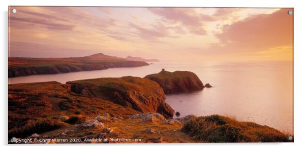 Abereiddy coastline Pembrokeshire at sunset Acrylic by Chris Warren
