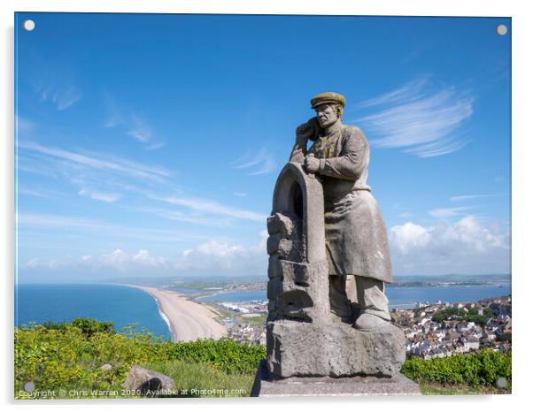 Statue to Portland Stone Masons Acrylic by Chris Warren