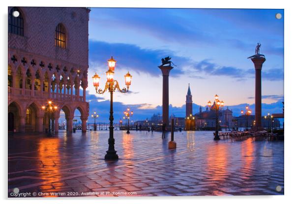 St Marks Square Venice Italy at twilight Acrylic by Chris Warren