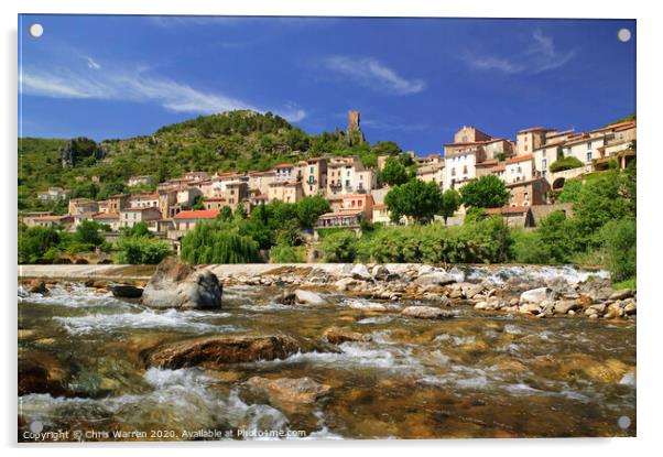 Roquebrun River Orb Herault France Acrylic by Chris Warren