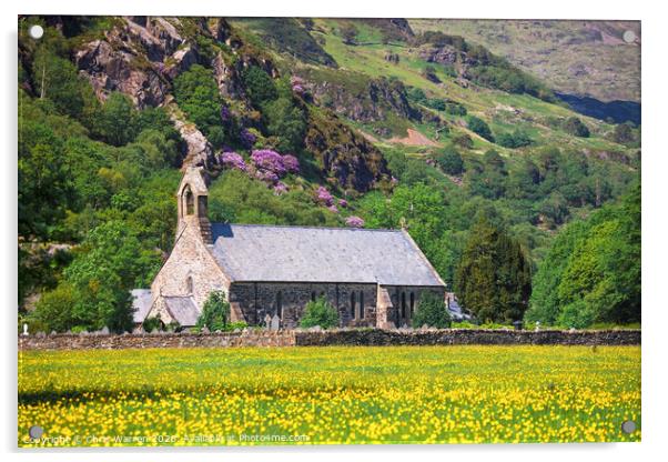 St Mary's Church Beddgelert Gwynedd Wales Acrylic by Chris Warren