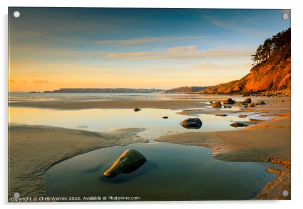 Amroth beach looking towards Saundersfoot Pembroke Acrylic by Chris Warren