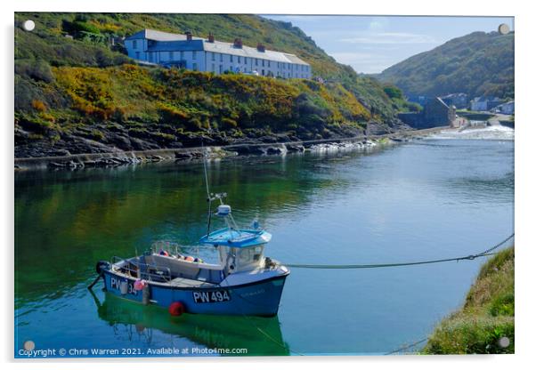 The harbour at Boscastle Cornwall England Acrylic by Chris Warren