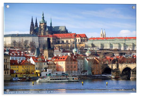 Little Quarter & River Vltava Prague Czeck Republi Acrylic by Chris Warren