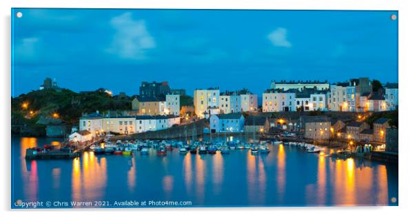 Tenby Harbour Tenby Pembrokeshire Wales at twiligh Acrylic by Chris Warren