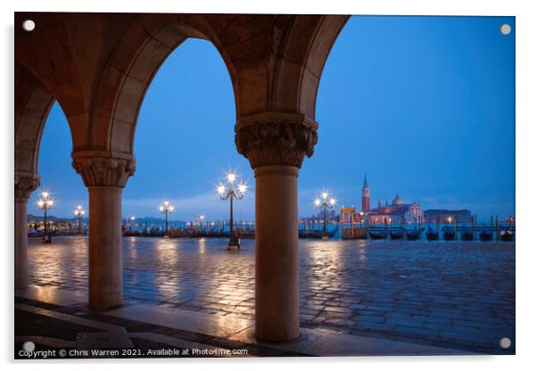 Twilight view towards San Giorgio Maggiore Venice Acrylic by Chris Warren