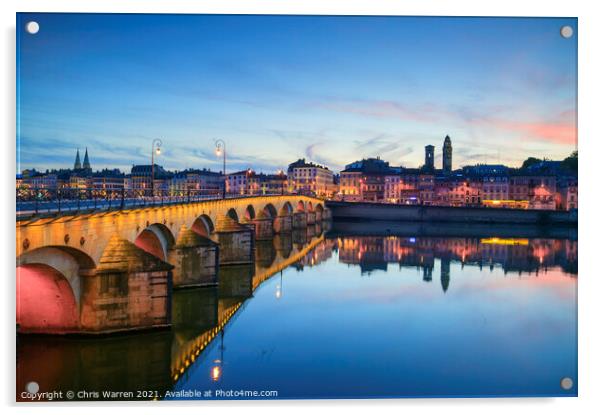 Saone River Pont St Laurent at Macon Burgundy Acrylic by Chris Warren