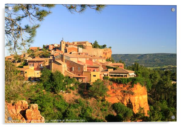 Early morning light on the village of Roussillon  Acrylic by Chris Warren