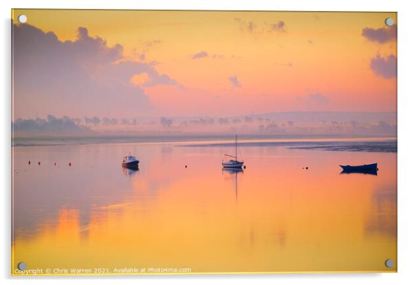 Dawn on the River Cleddau, Lawrenny, Pembrokeshire Acrylic by Chris Warren