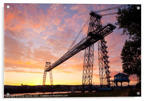 Transporter Bridge Newport Gwent Wales at sunset Acrylic by Chris Warren