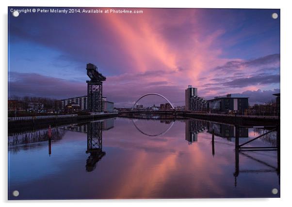 Glasgow at sunset ! Acrylic by Peter Mclardy