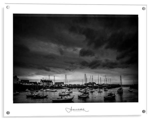 Aberaeron Harbor black and white print Acrylic by Andrew chittock
