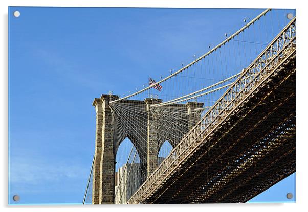 Brooklyn Bridge New York, shot from underneath Acrylic by Maria Carter