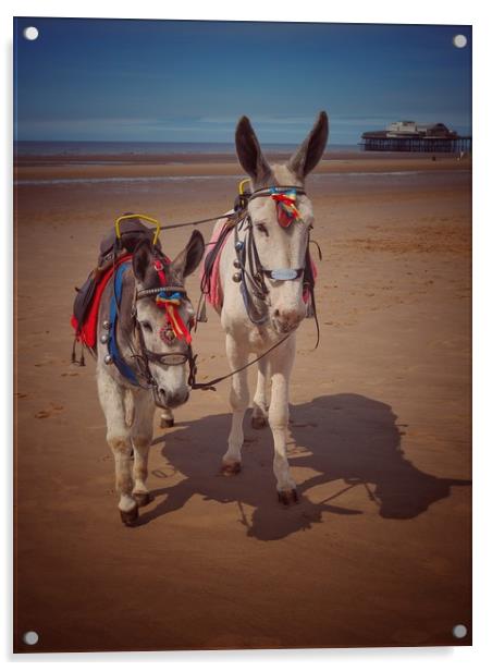 Blackpool Donkeys. Acrylic by Victor Burnside