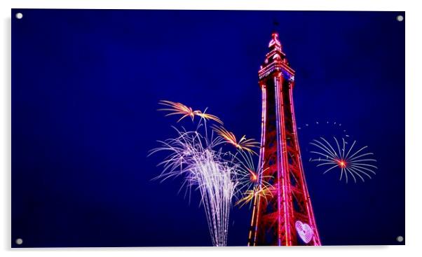 Blackpool Firework Festival     Acrylic by Victor Burnside