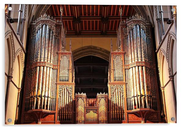 Rochester Cathedral, Organ Pipes Acrylic by Robert Cane