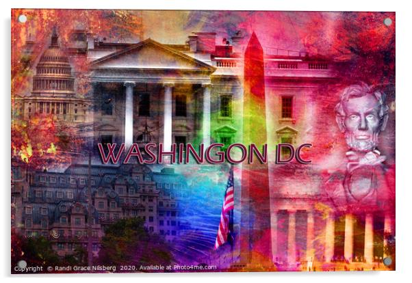 Washington DC Collage Acrylic by Randi Grace Nilsberg