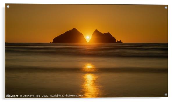 Holywell Bay Sunset Acrylic by Anthony Rigg