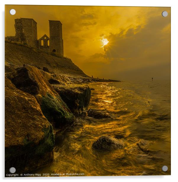 Reculver Towers Acrylic by Anthony Rigg