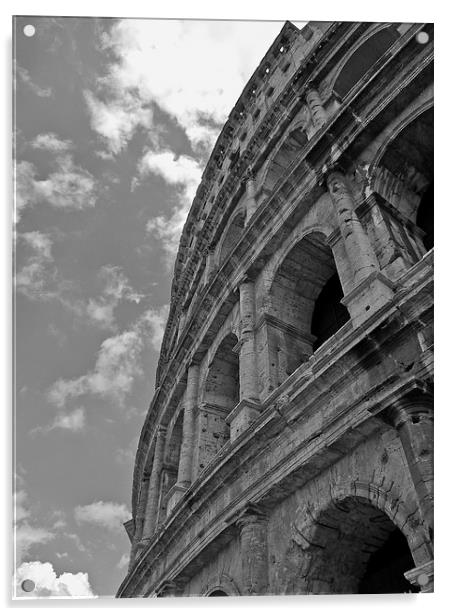  Side Picture of Roman Colosseum B&W Acrylic by Michael Wood