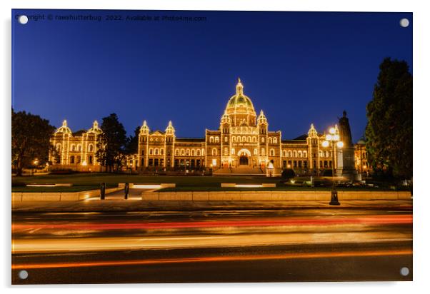 British Columbia Parliament Buildings At Night Acrylic by rawshutterbug 