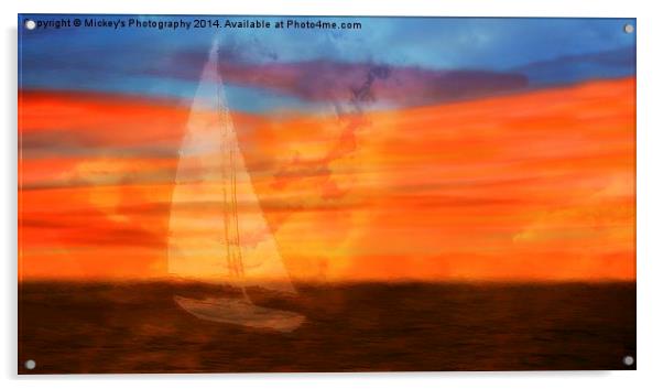 Fiery Sunset Sail Acrylic by rawshutterbug 