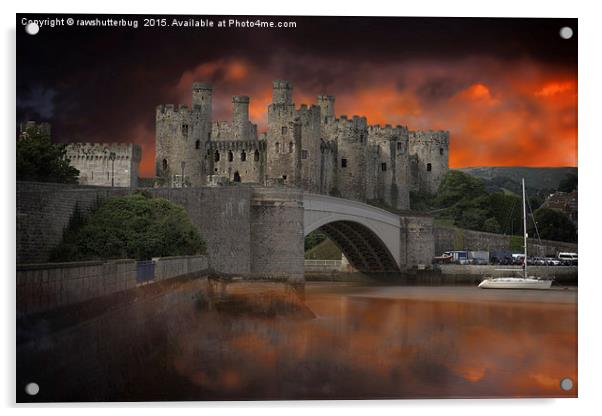 Dramatic Sky Over Castell Conwy Acrylic by rawshutterbug 