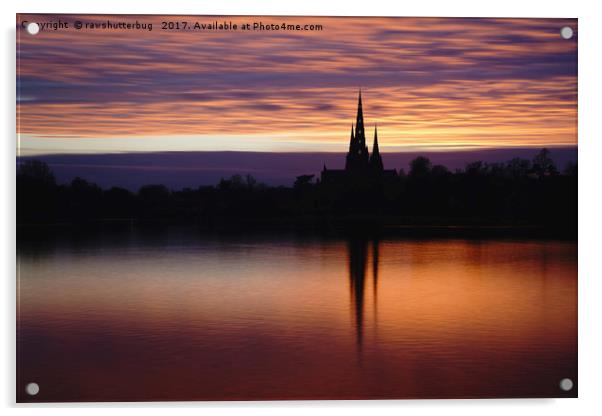 Sunset Reflection At The Lichfield Cathedral Acrylic by rawshutterbug 