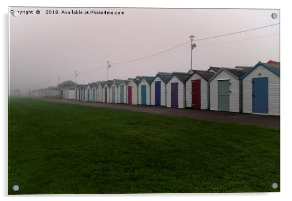 Beach Huts On A Foggy Morning Acrylic by rawshutterbug 