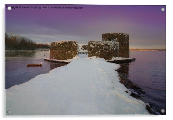 Purple Sunrise At The Snowy Chasewater Castle Acrylic by rawshutterbug 