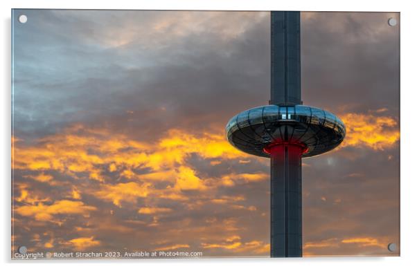 Brighton i360 sunset Acrylic by Robert Strachan