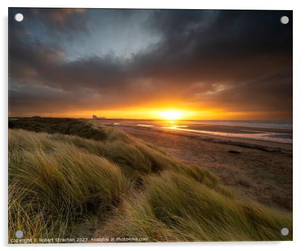 Stevenston dunes sunrise Acrylic by Robert Strachan