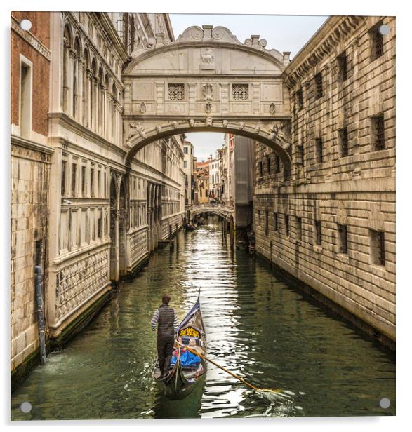 Godala approaches the Bridge of Sighs, Venice Acrylic by Ray Hill