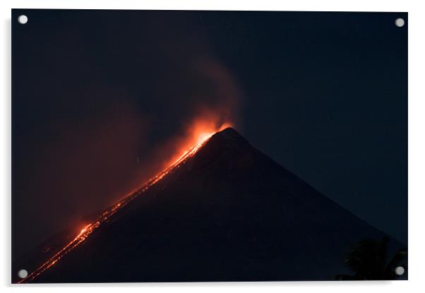 Mayon Volcano eruption at night Acrylic by Mario Angelo Bes