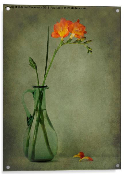 Orange Freesia Acrylic by Jenni Cheesman