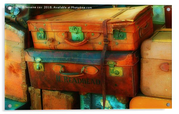 Railway Luggage Acrylic by lorraine cox