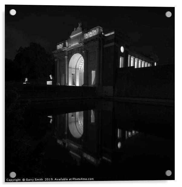 The Menin Gate at Night (mono) Acrylic by Garry Smith