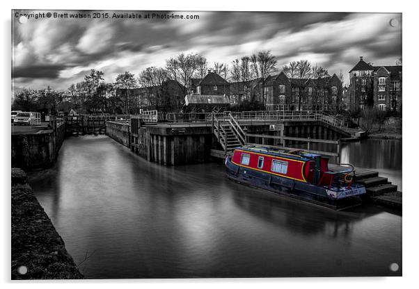  canal boat at tonbridge locks Acrylic by Brett watson