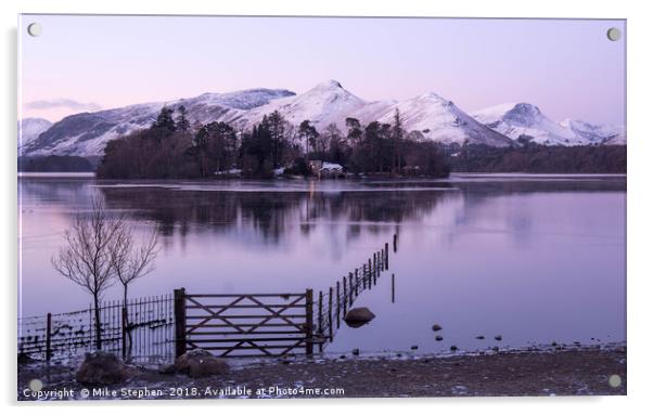 Derwentwater Dawn Acrylic by Mike Stephen