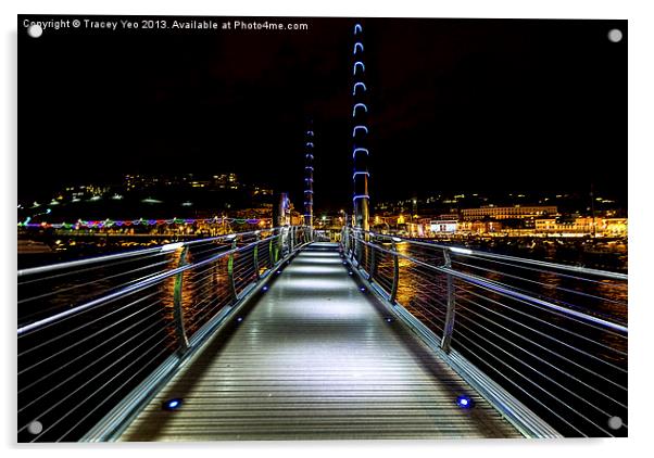 Torquay Harbour Footbridge Acrylic by Tracey Yeo
